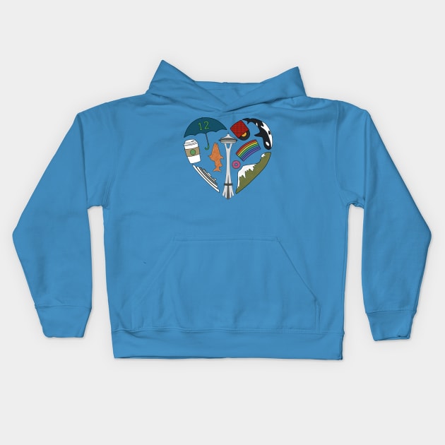 Seattle Love Kids Hoodie by CupcakeCandice